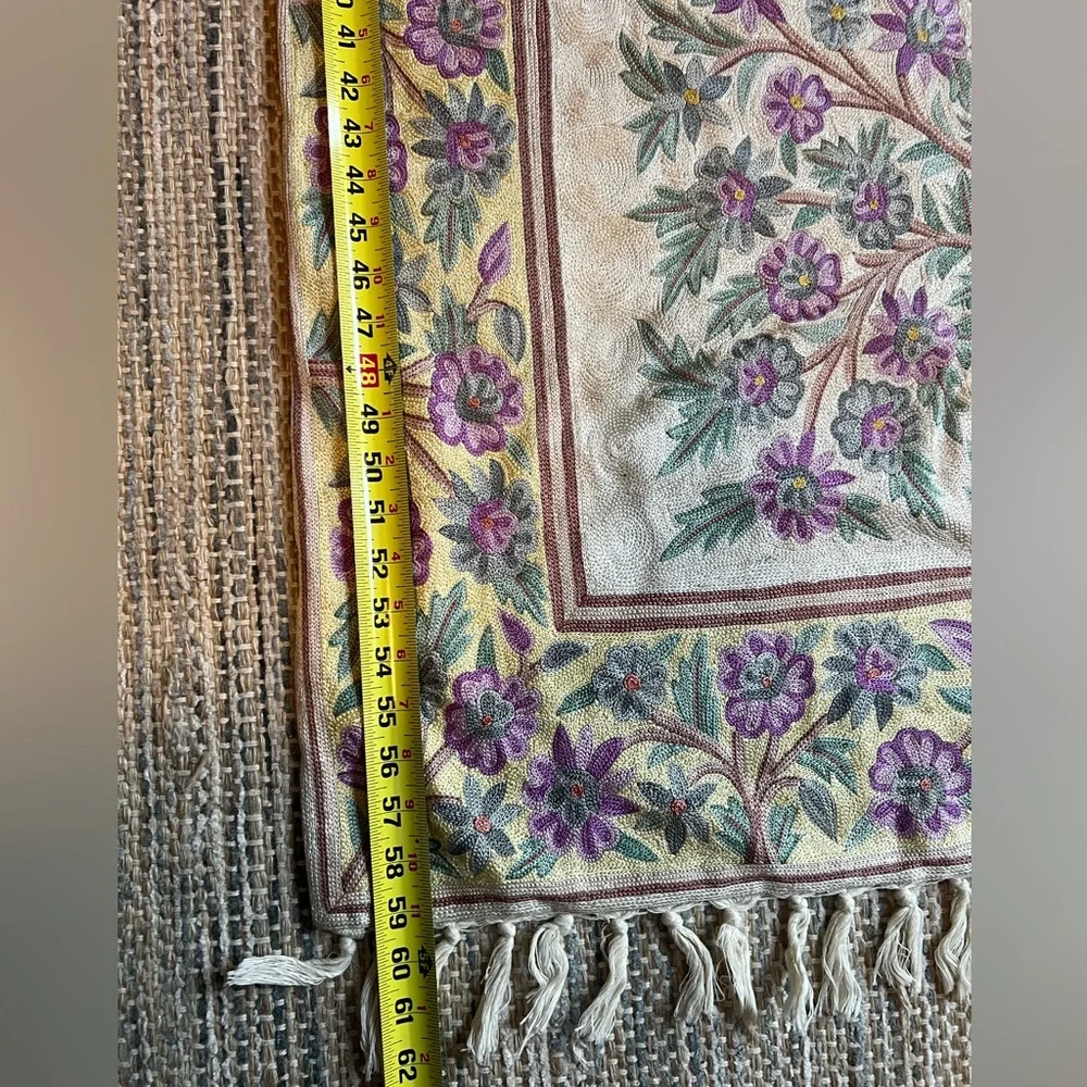 Floral Tapestry with Purple and Green Accents